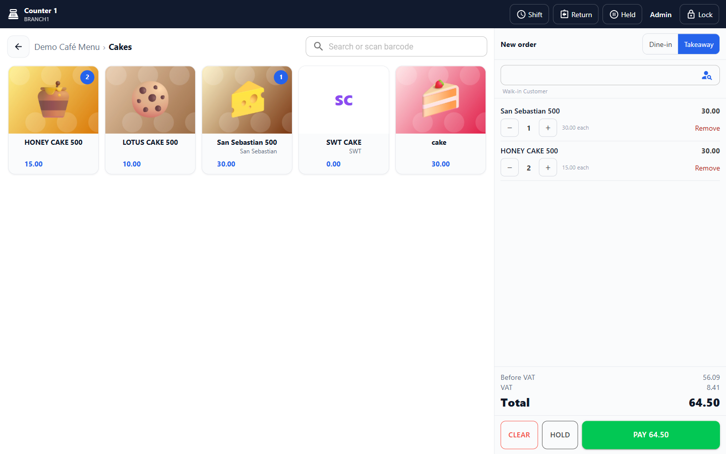 The POS screen